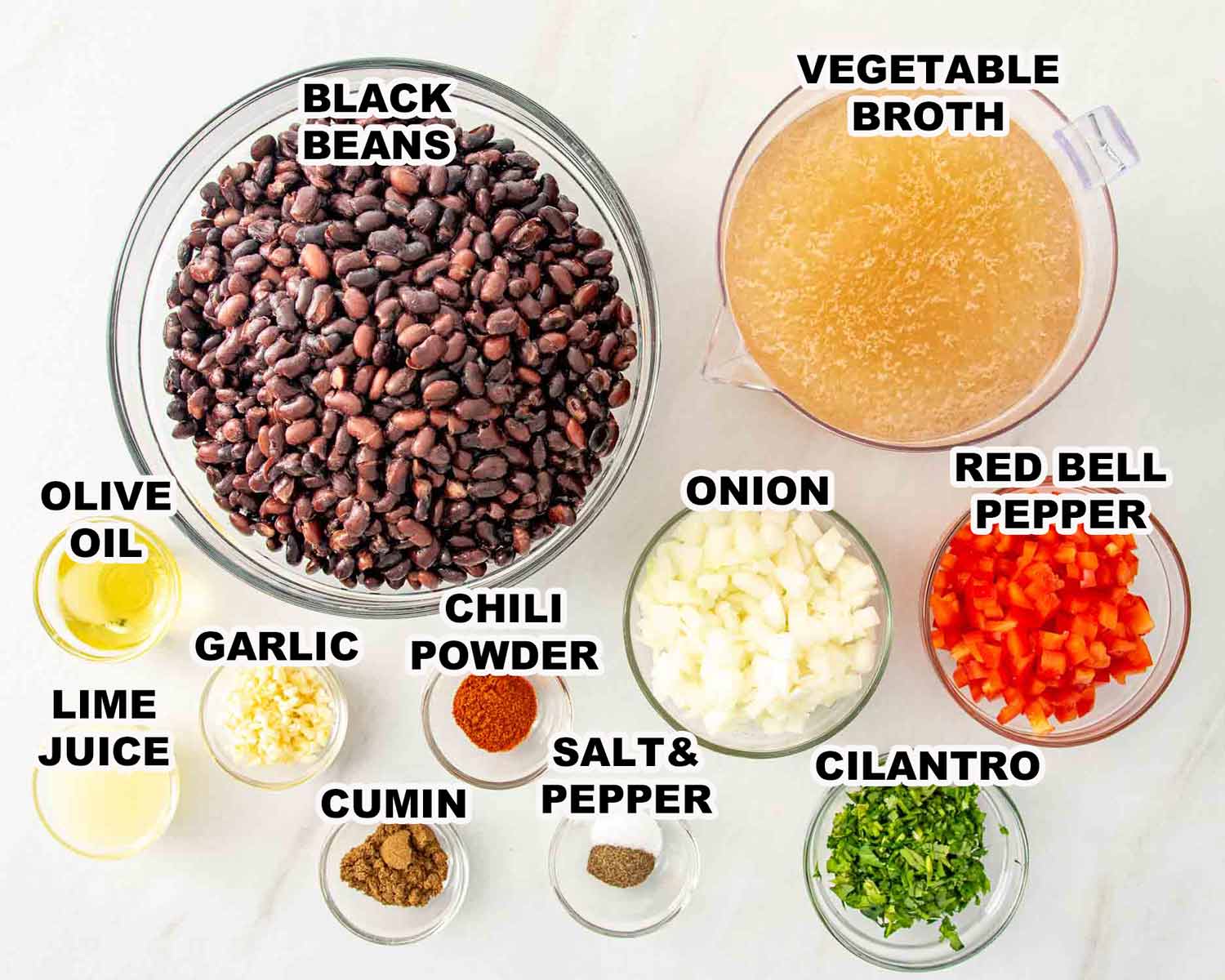 ingredients needed to make black bean soup.