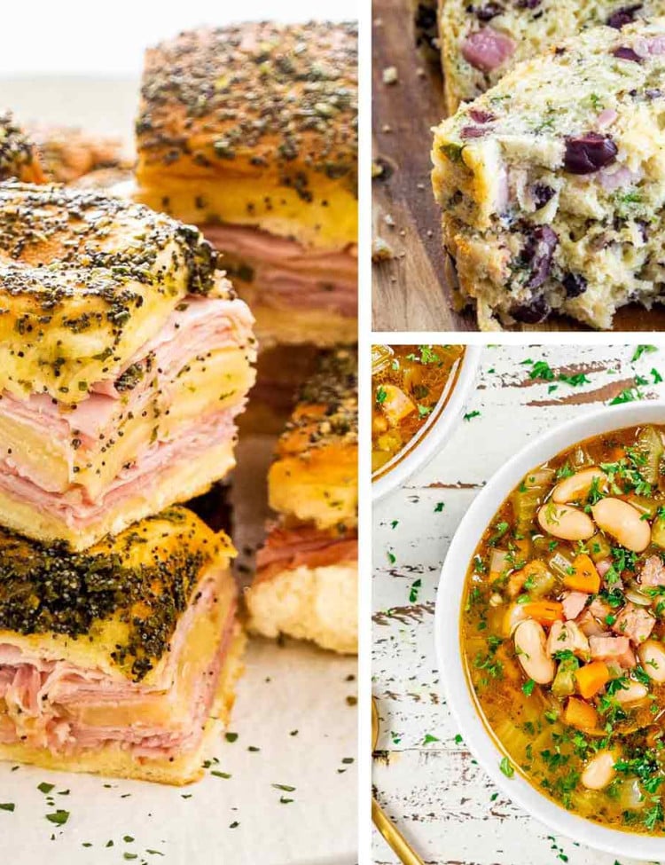 collage for leftover ham recipes.